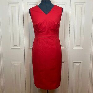 Ann Taylor Coral Red Fitted Sheath Dress Sz 2P